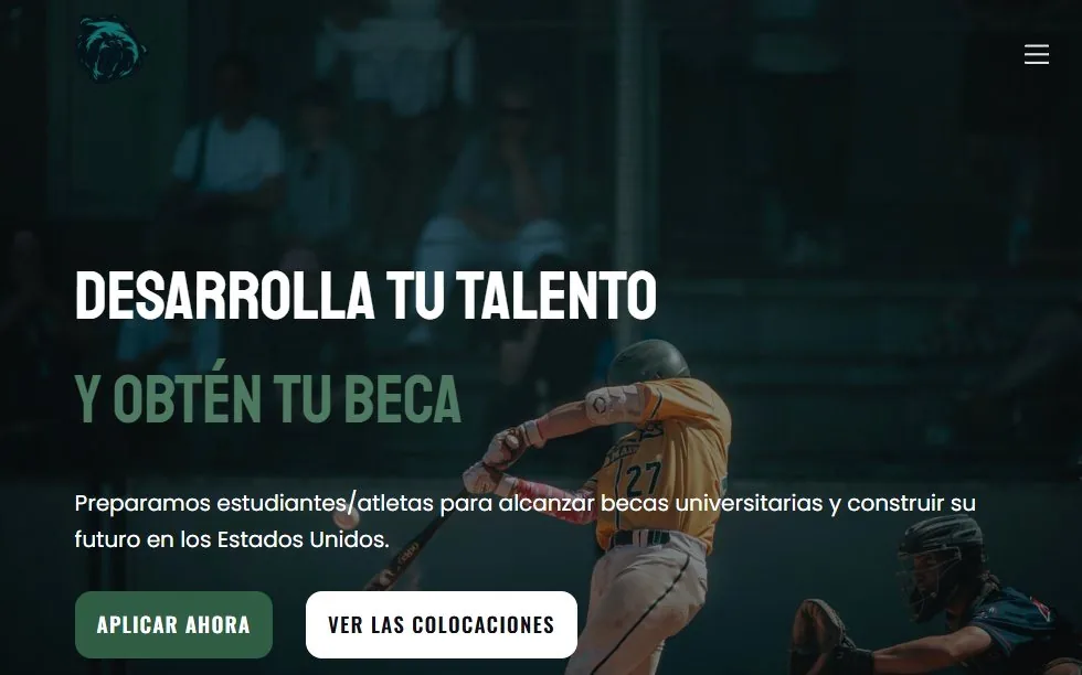 Portada del sitio web de Paramount Sport con pelotero al bat y llamada a aplicar